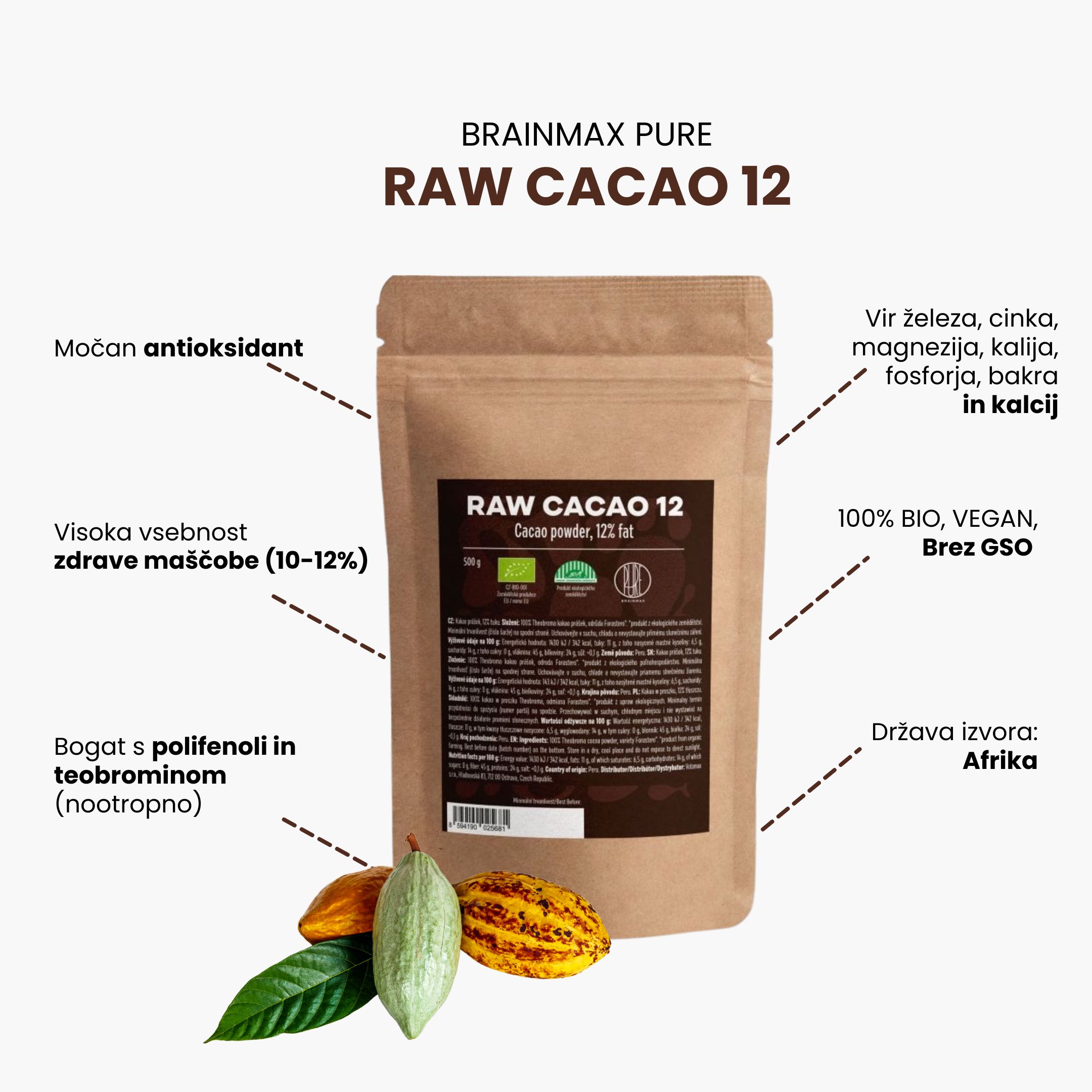 (Slovinština) BrainMax Pure Raw Cacao 12